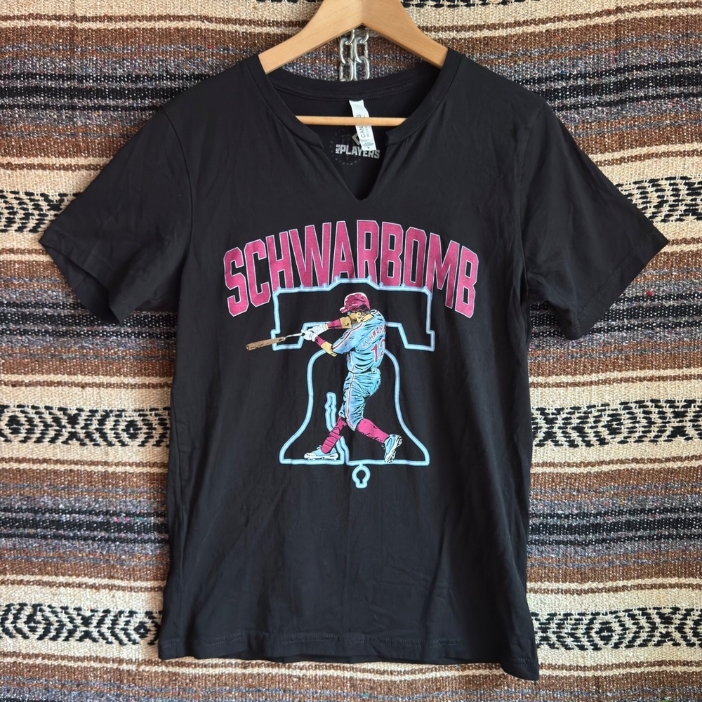 Barstool Kyle Schwarber Schwarbomb Phillies Tee Womens M Black Crewneck